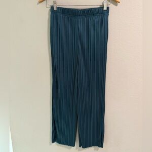 H.K. Works London Teal Pleated Wide Leg Pants Size L